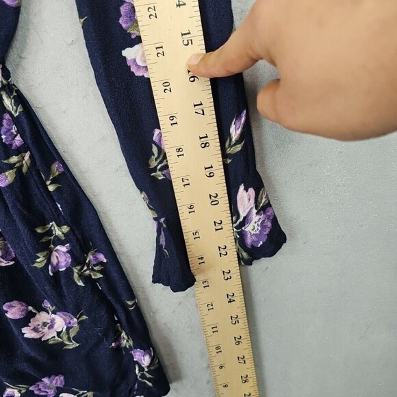 American Eagle Romper Womens XS Navy Blue Floral Viscose V-Neck Comfort Spring - Picture 6 of 12